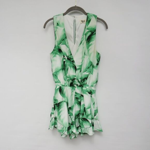 Show Me Your Mumu Womens Size Small Riri Green Tropical Floral Print Romper - Picture 15 of 15
